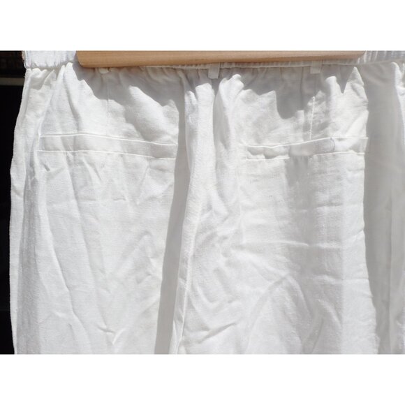 Anthropologie High Waisted White Linen Mix Pleated Pants - Size Medium - Picture 6 of 12
